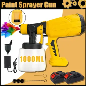 Cordless electric paint sprayer comes with an adjustable spray width knob, comes with 2 batteries, is easy to clean, and is suitable for furniture, gardens, chairs, fences, walls, doors, etc.