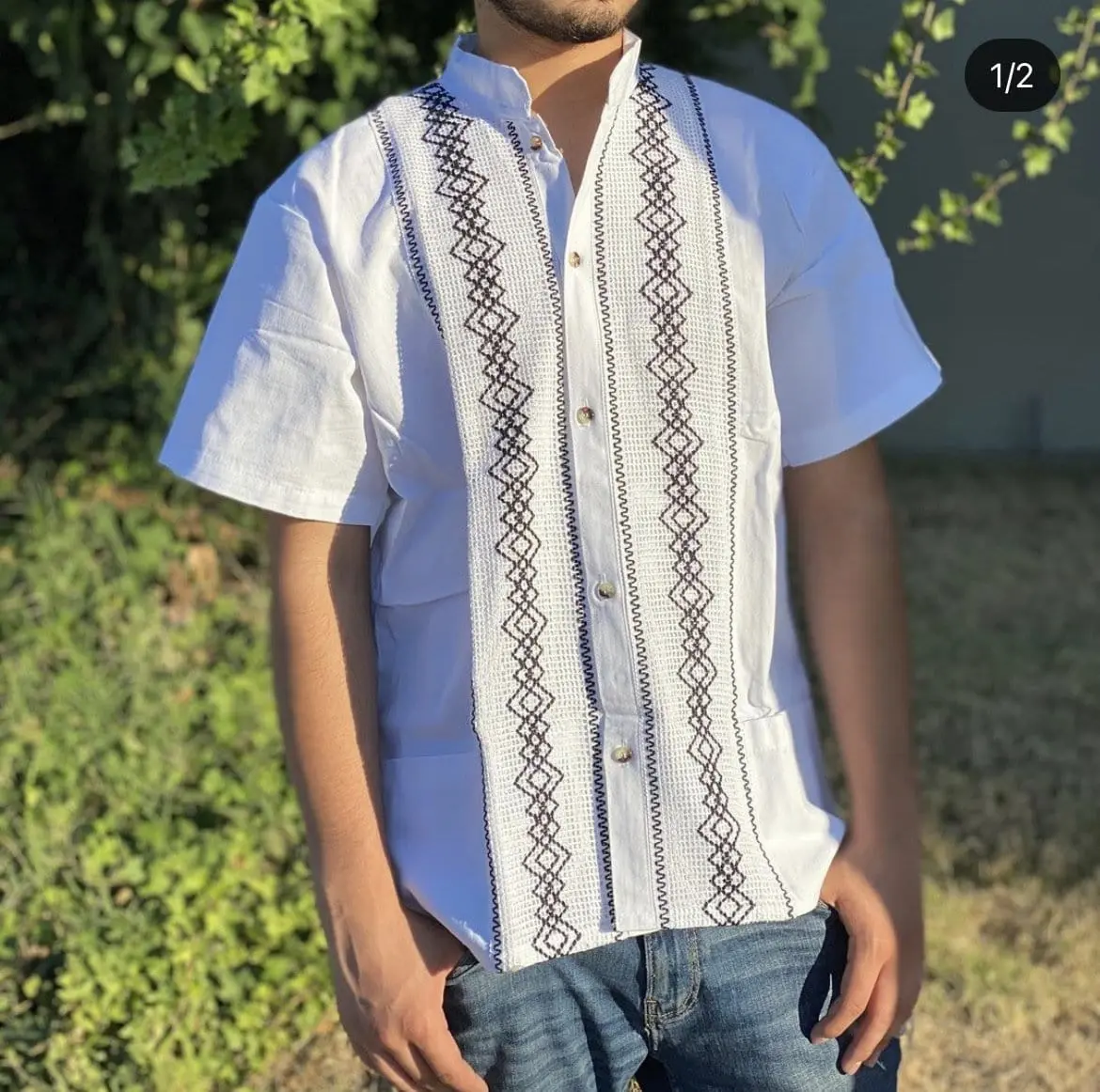 Guayabera Men's Small Collared Short Sleeve Shirt - Comfortable Casual Wear, Loose Fit, Available in Sizes Small-4XL, True to Size - Tops, Menswear