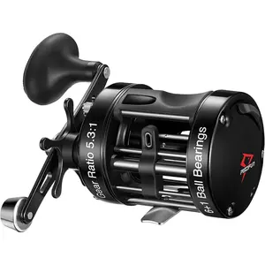 Chaos XS Baitcasting Fishing Reel, Reinforced Metal  Round Baitcaster Reel, Smooth  Saltwater Inshore Surf Trolling Reel, Conventional Reel for Catfish, Musky, Bass, Pike