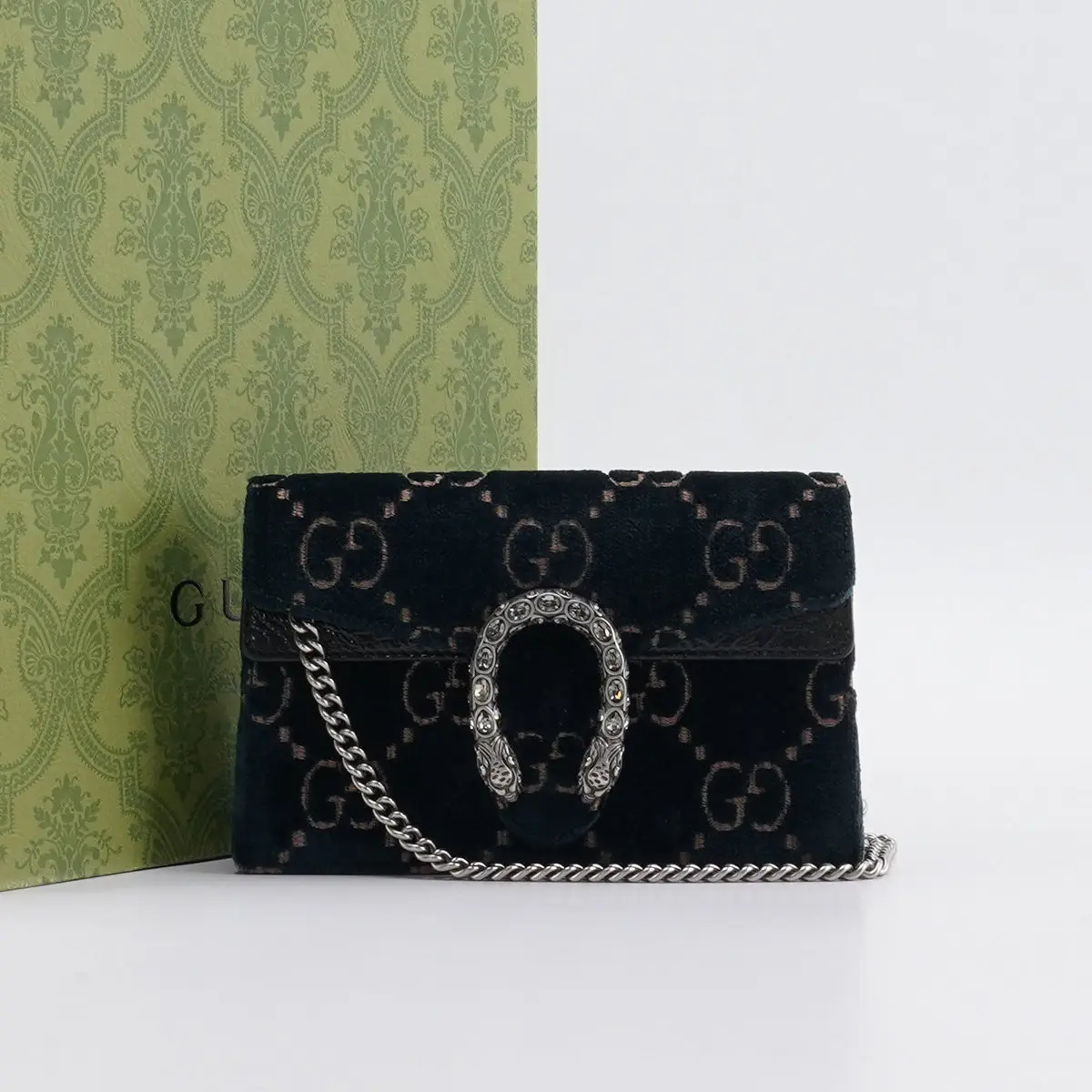 Pre-owned GUCCI velvet Crossbody Bags GG Monogram Super Mini Dionysus Shoulder Bag BGP211660 Maya