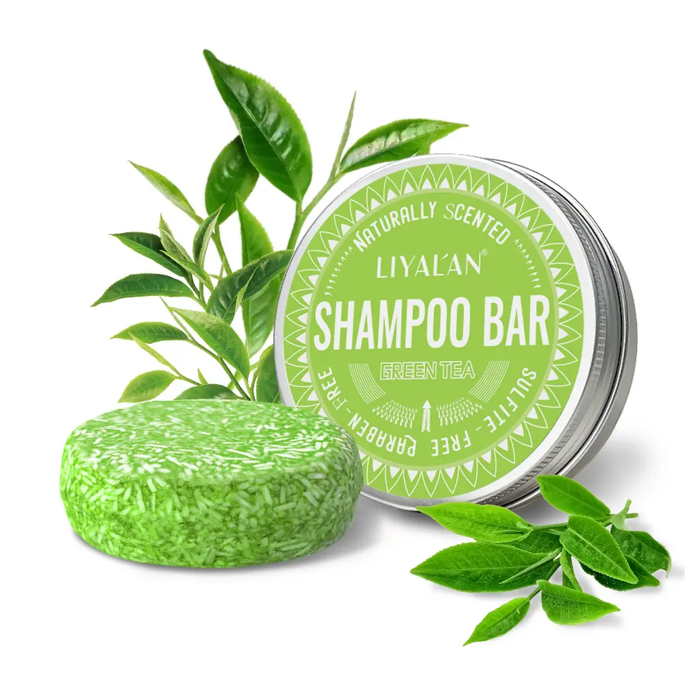 LIYALAN Green tea shampoo bar-Refreshing hair and long-lasting oil control