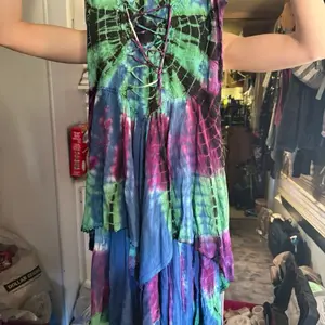 Handmade Tie Dye Dress for Women Size Small to Larger Adjustable Boat and Waist Vibrant Colors Boho Style