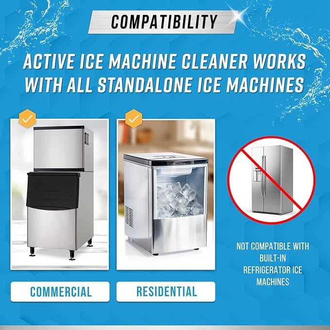 Ice Machine Cleaner Maker Descaler - 24 ACTIVE Clean Tablets Compatible with Frigidaire, Opal, GE Profile, Kitchenaid, Nickel Safe Scale Remover for Countertop, Nugget Ice Makers Bulk 1 Year Supply