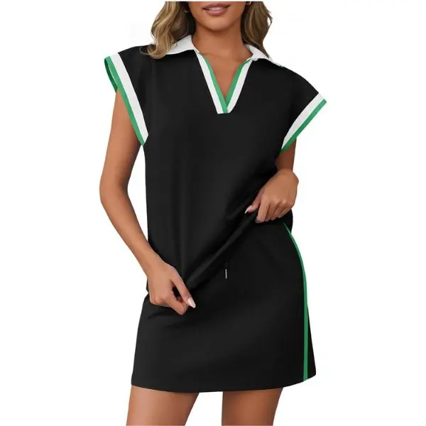 Fisoew Womens 2 Piece Skirt Set Summer Cap Sleeve Tops Matching Tennis Skirts Casual Color Block Vacation Outfits Lounge Sets