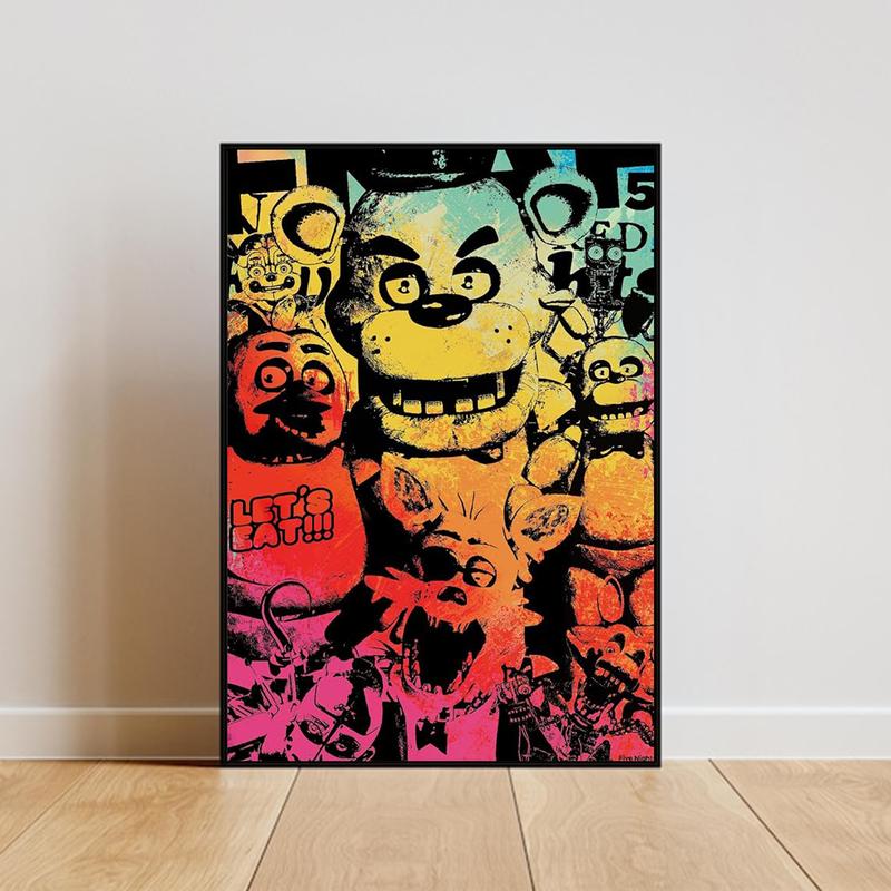 Five Nights at Freddy's Poster Freddy Wall Poster for Kids Room Bedroom Decor Game Lovers Canvas Art Print Ideal Birthday Gifts for Boys Girls