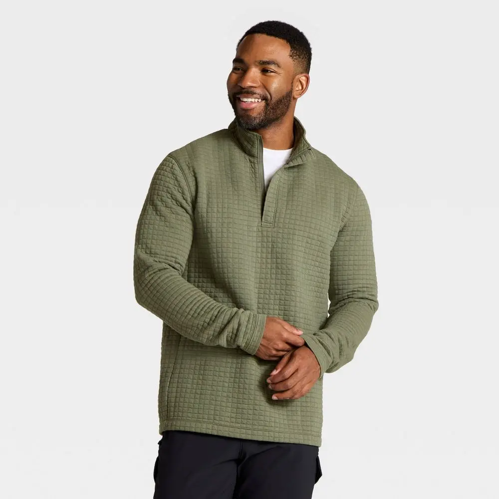 Men's Quilted Fleece 1/2 Zip Pullover Sweatshirt - All In Motion Men's Quilted Fleece 1/2 Zip Pullover Sweatshirt - All In Motion