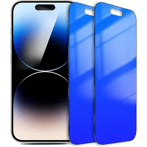 2 Pack for  15  Screen Protector for  14 Pro , 25  Anti Spy Anti-Blue Light Tempered Glass Blue Gradient with Easy Installation Shatterproof Case Friendly (6.1 inch Blue)