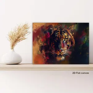 2D Flat, 2D Flat, 2D Flat A Single Piece of 2D Flat Canvas Featuring a Fierce Tiger Design, Prepared for Immediate Hanging.It'S Perfect for Contemporary Art Decoration in Offices, Rooms, Homes	