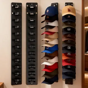 Anti-Fall Hat Rack for Baseball Caps, Keep Hats in Shape, 2Pack Adhesive Wall/Door Organizer
