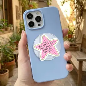 Manifestation Star Phone Grip, Motivational Quote Griptok, Aesthetic Pink Star Phone Grip, Self Care Gift, Y2K Acrylic Phone Accessory