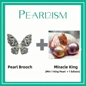 【Joey】Butterfly Brooch +  Miracle King pearl (Min 1 king Pearl + 1 Edison as gift ) [Open in live]｜Freshwater Mix Color Baroque Pearl
