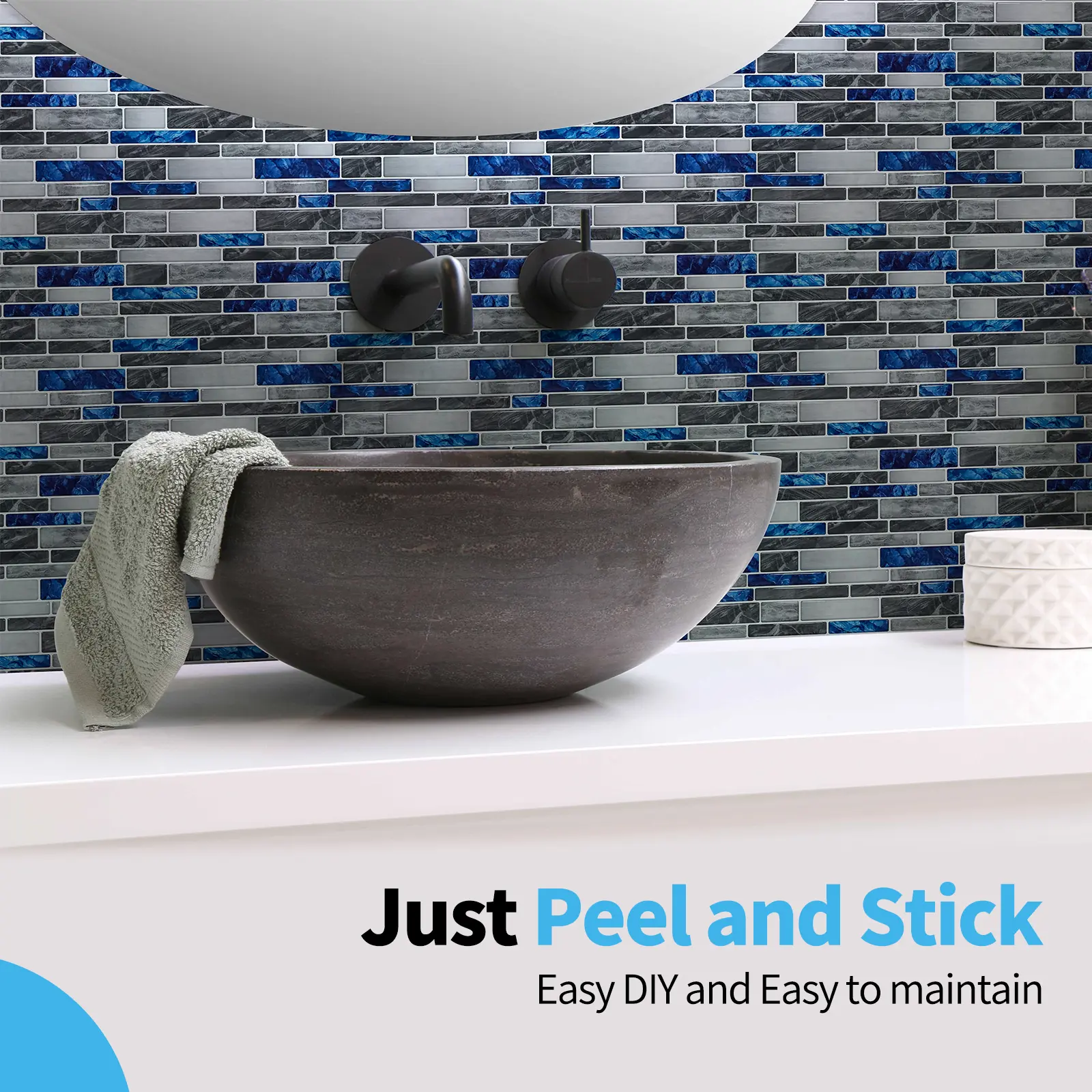 Art3d 10-Pack 12"x12" No Grout Needed Peel and Stick Marble Tiles Sticker, Self-Adhesive Stick on Backsplash Wallpaper for Kitchen, Bathroom Home Improvement Upgrades