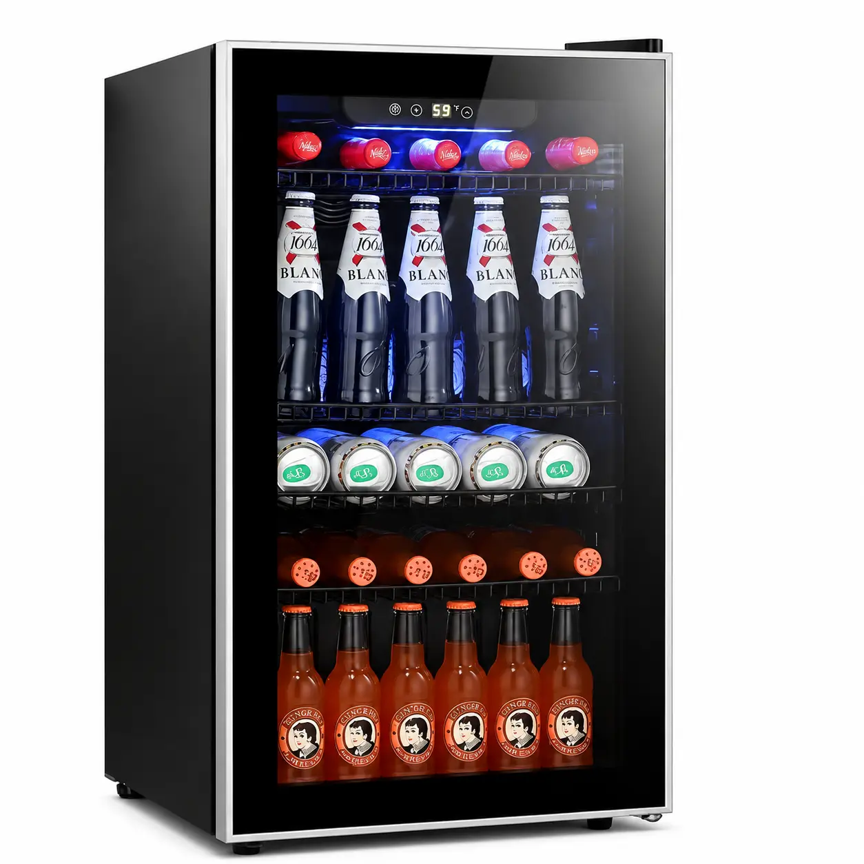 Antarctic Star 3.2 cu ft Beverage Refrigerator and Cooler, Mini Fridge with Reinforced Glass Door & LED Lighting Portable Freezer for Dorms & Kitchens