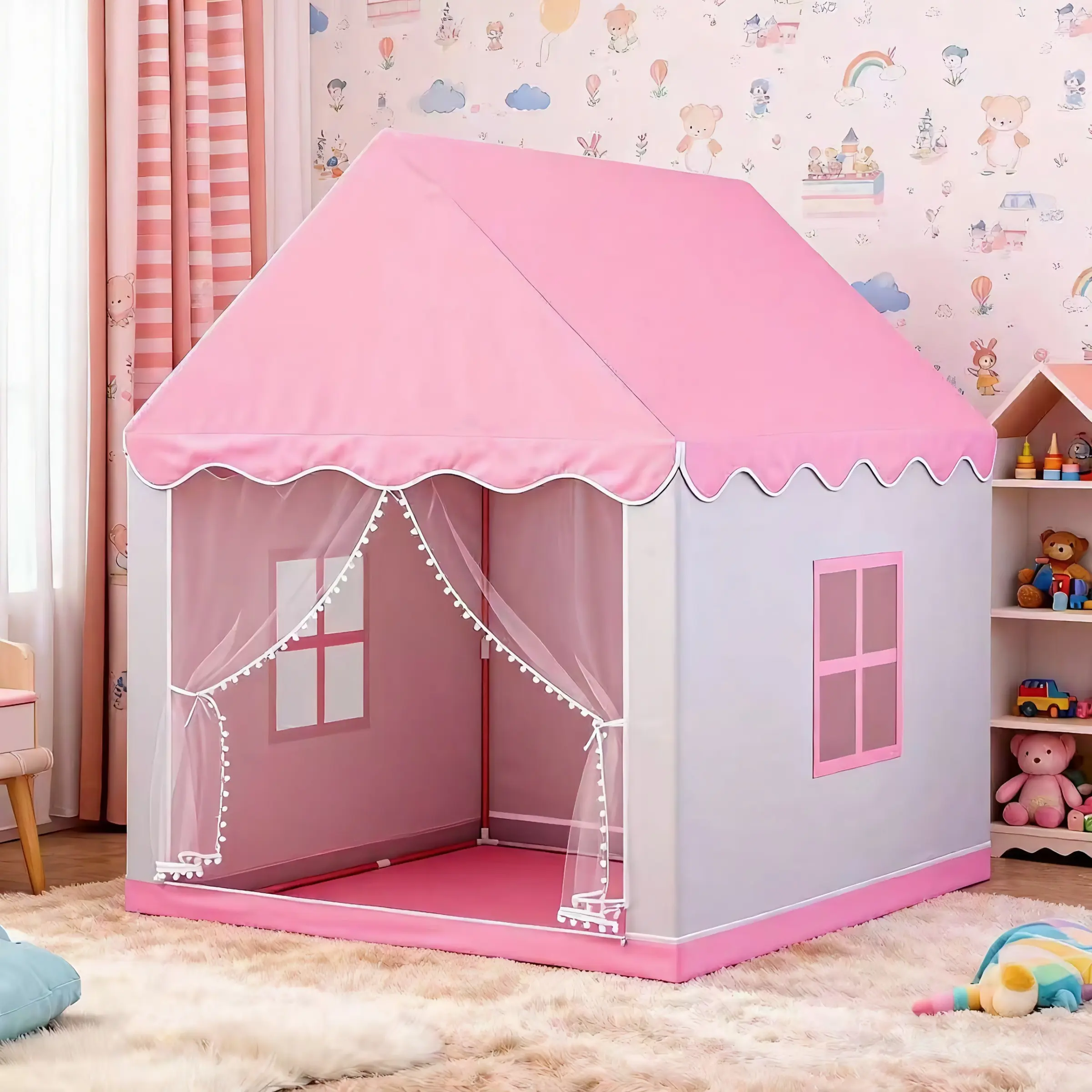 Kids' Fun Play Tent, Pretend Play & Princess Fairy Tale Castle Tent, Toddler Travel Tent | Unisex Secret Space | Portable Indoor & Outdoor Playhouse | Party Decor & Holiday Gift (Birthday/Christmas/Thanksgiving/Halloween) | No Accessories