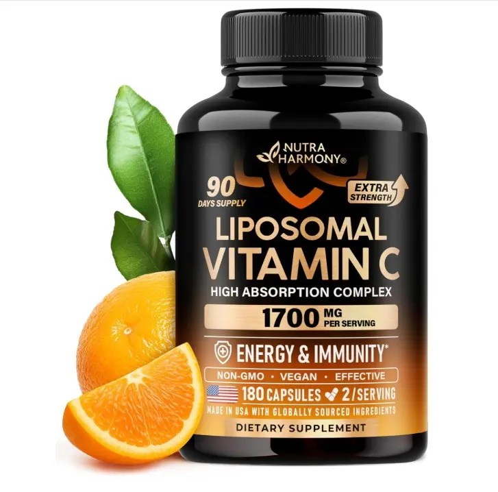 Liposomal Vitamin C 1700 mg - High Absorption Fat Soluble Complex - Antioxidant, Energy Boost & Immune Support - Vitamin C Supplement - NON-GMO, SOY-Free & Gentle on Stomach - 180 Capsules