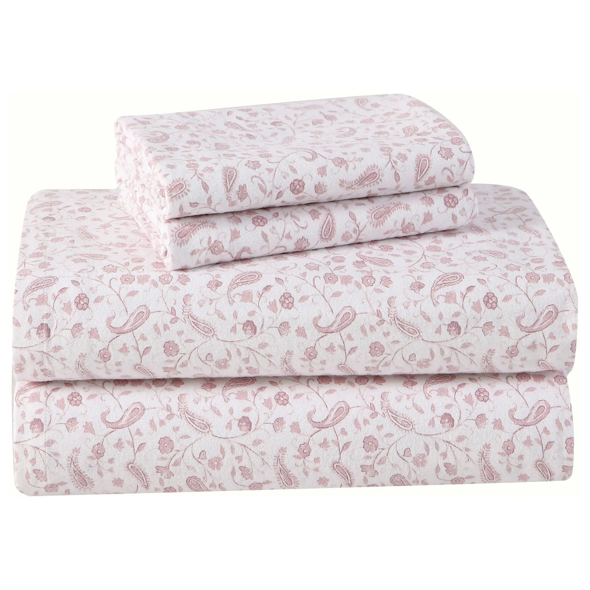 Laura Ashley Paisley Prance Pink Full Flannel Sheet Set