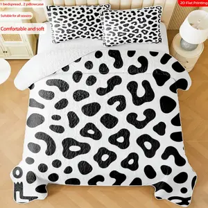 3 pcs, 2D Flat Print Leopard Pattern Animal Print Bedspread Set, Soft and Comfortable, Multiple Sizes Available, Suitable for Gifting and Daily Use, Ideal for Creating a Cozy Home Atmosphere(1 bedspread , 2 pillowcases)