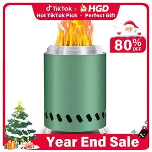 HGD Smokeless Fire Pit with Removable Ash Pan - Portable Outdoor Fire Pit - Stainless Steel - Wood Burning Lightweight Fireplace