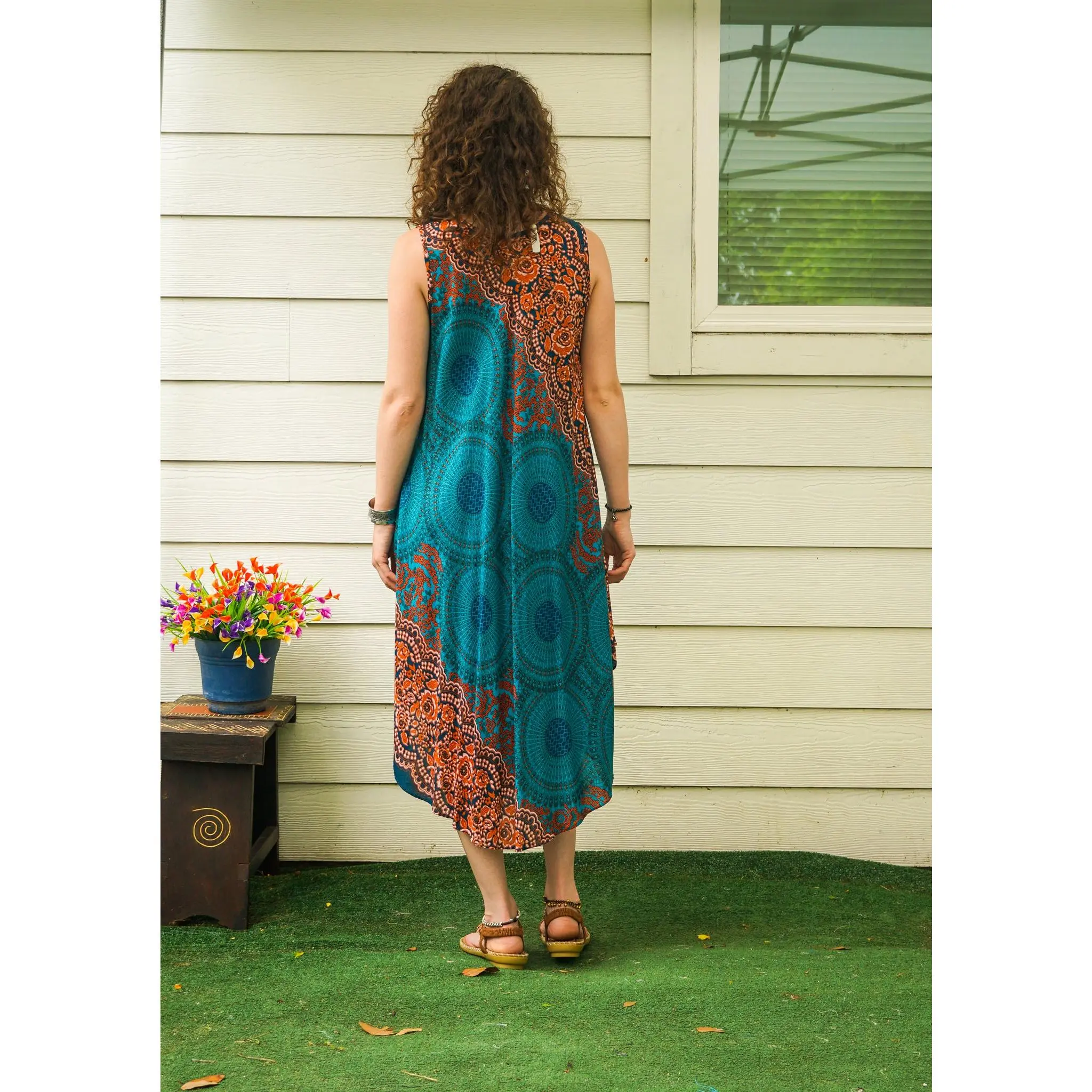 Rust & Teal Reverie Boho Beach Midi Dress Sundress - TikTok Shop