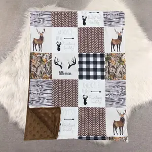 New Clothes Daddy's Little Hunting Buddy Patchwork Baby Blankets Soft Cozy Cotton Blanket for Newborns And Toddlers