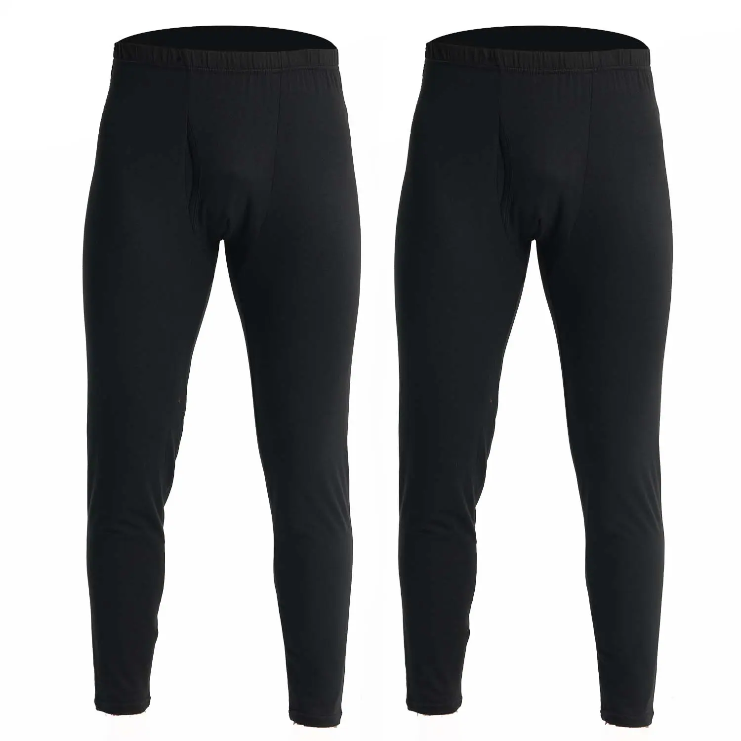 2 Pack Mens Thermal Underwear Bottoms Long Johns for Men Thermal Pants Baselayer Leggings Breathable Elastic Soft Menswear Fabric Fleece Sports Stretch