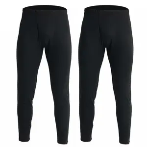 2 Pack Mens Thermal Underwear Bottoms Long Johns for Men Thermal Pants Baselayer Leggings Breathable Elastic Soft Menswear Fabric Fleece Sports