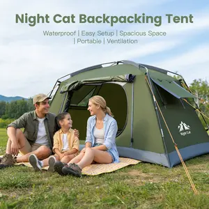 Night Cat Dome Tent – 1-2 People Lightweight Waterproof 3-Season Easy Setup Portable Hike Wind Resistant Camping Tent, 6.8'x3.9'/4.6'x3.6' for Backpacking Outdoor Festivals, Easy Setup Tent, Hike Tent