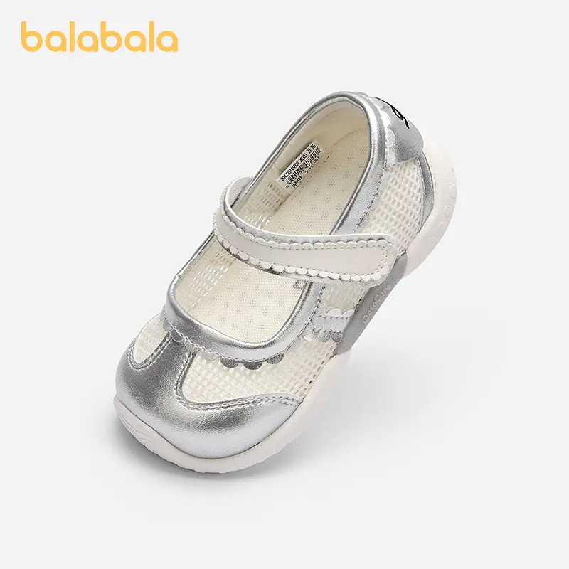 balabala Toddler Girl Mary Jane Shoes, Cool Breathable Mesh Slip-On Flats with Scallop Trim, Comfortable Ankle-Low Casual Shoes for Outings, Toddler Slip On Shoes
