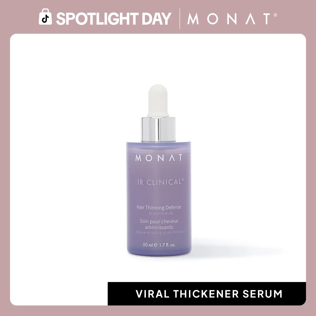 MONAT IR Clinical Hair Thinning Defense Scalp Serum – Thicker, Fuller Looking Hair Support (50 ml)