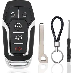 WOAOW Key Fob Case Replacement for Ford F150 F250 F350 Fusion Mustang Explorer Edge Lincoln MKZ MKC MKX 2014 2015 2016 2017 5 Button Pad Cover Keyless Entry Remote Control Smart Car Key Fob Shell