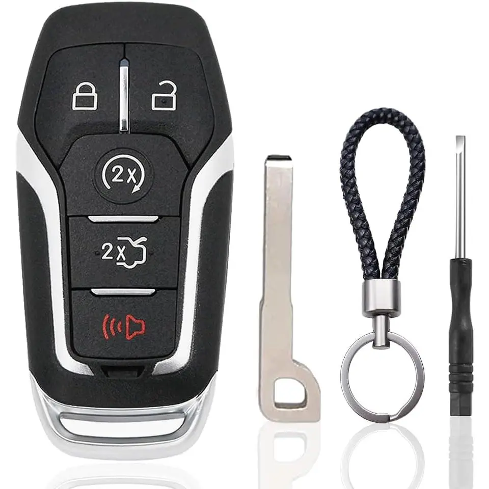 WOAOW Key Fob Case Replacement for Ford F150 F250 F350 Fusion Mustang Explorer Edge Lincoln MKZ MKC MKX 2014 2015 2016 2017 5 Button Pad Cover Keyless Entry Remote Control Smart Car Key Fob Shell