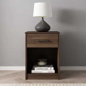 Nightstand with 1 Drawer, Dark Walnut