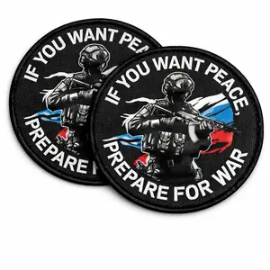 2pcs Soldier Tactical Patch 'If You Want Peace, Prepare for War' 3.35" Circle Removable Morale Patches with Hook and Loop Bac tiktokshopspringglowup
