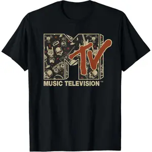 100% cotton Mademark x MTV - MTV Rock n Roll Music Hard Heavy Metal Skull Guitar Vintage T-Shirt