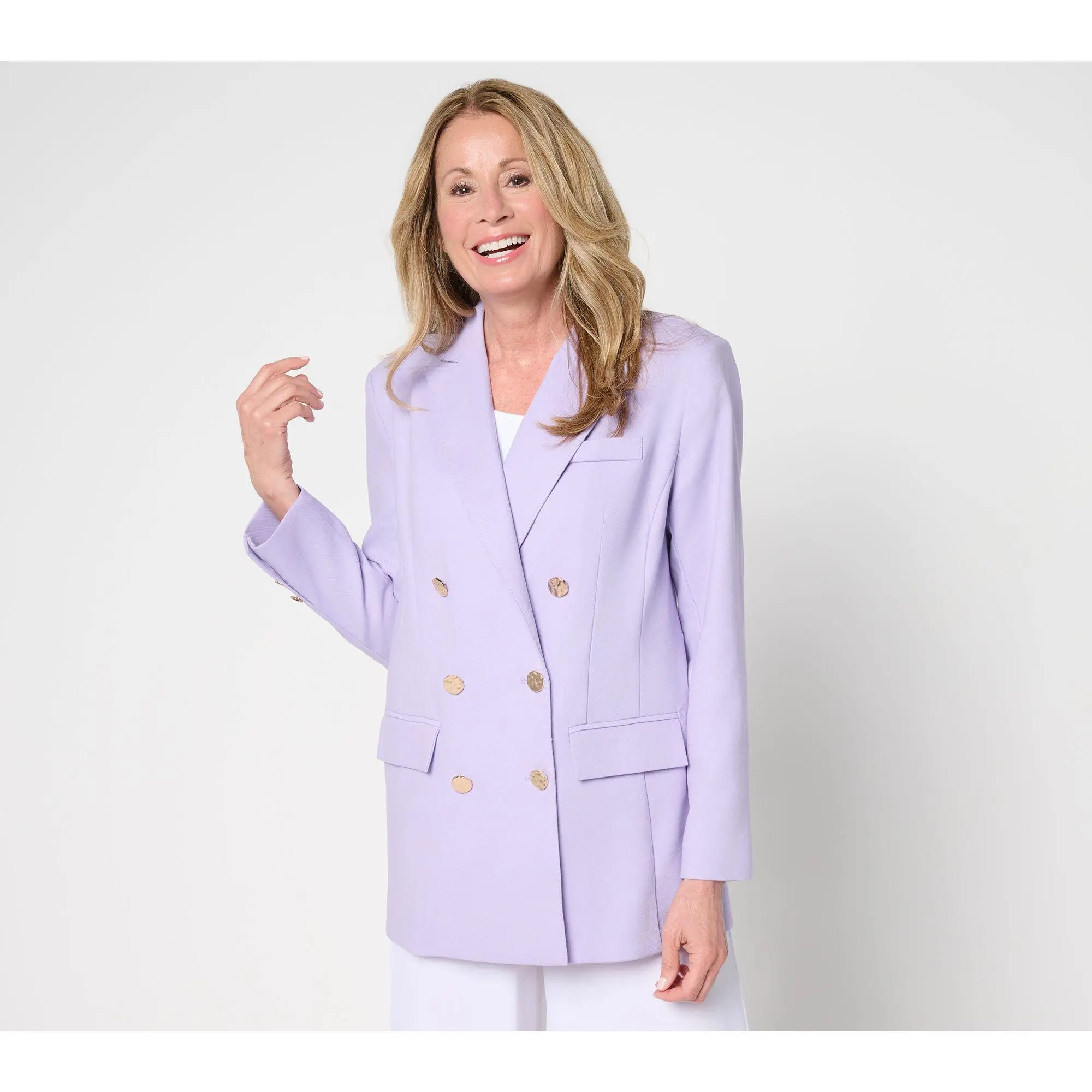 Dennis Basso Petite Double Breasted Blazer