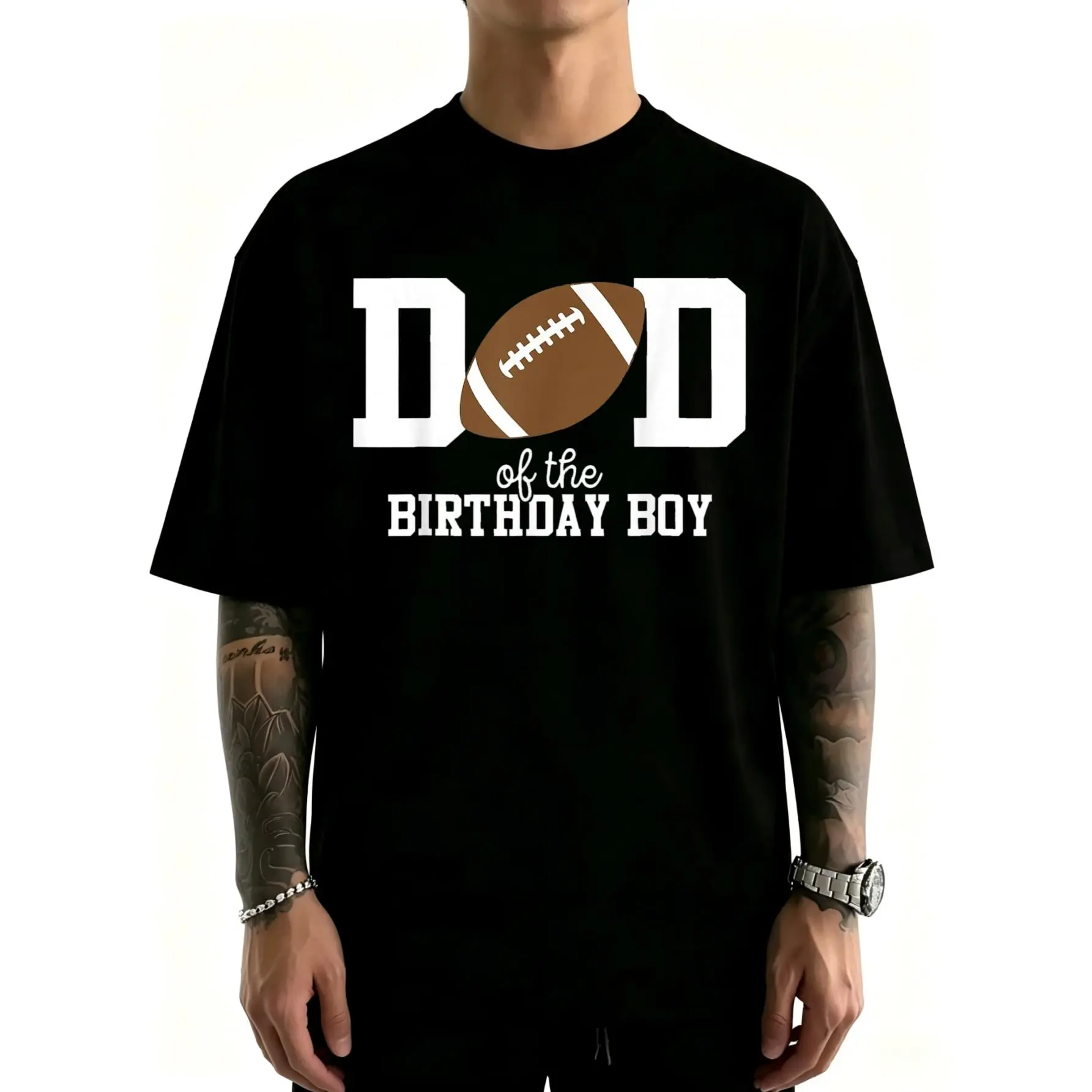 Dad of The Birthday Boy Football Lover First Birthday Party T-Shirt Unisex Cotton Clothing Streetwear Crewneck Classic