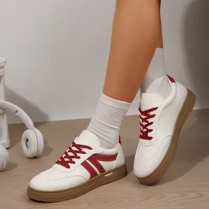 Retro Color Block Sneakers for Women Lace-Up Comfortable Lightweight Casual Shoes