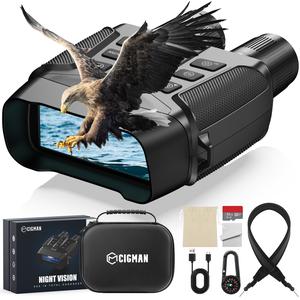 CIGMAN Night Vision Goggles With Compass, Binoculars With 3.99" Large HD Screen, 5000mAh Rechargeable Battery, 32GB TF Card, Save Photo and Video, Flashlight, 5X Zoom, For Camping & Security, Camouflage, Hunting, Surveillance, gifts, Hunting deer SpringSt