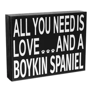 Jenny Gems Boykin Spaniel Gifts, All You Need Is Love and a Boykin Spaniel Wooden Sign, Boykin Spaniel Dog, Shelf Decor and Wall Hanging, Made in USA