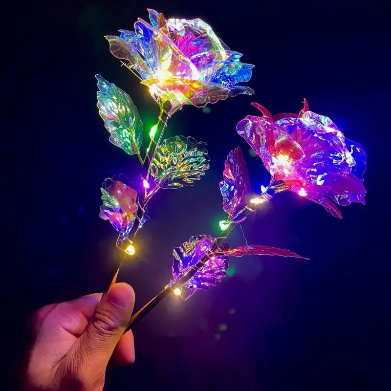 LED Glow Petal Rose - Romantic Novelty Lighting Gift for Valentines Day, Anniversaries, Birthdays and Weddings