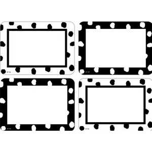 Black and White Painted Dots Name Tags/Labels - Multi-Pack