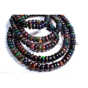 Black Ethiopian Opal Smooth Rondelle 4.5-5mm, Jewelry Making Bracelet, Necklace, Natural, High Quality Gemstone Beads 3", 7", 15" strand