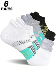 6 Pairs Men's Short Socks, Sweat-Wicking, Odor-Resistant, Unisex, Athletic Socks, Running, Badminton, Marathon, Breathable, Comfortable