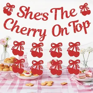 Cherry Themed Bridal Shower & Bachelorette Party Decoration Supplies, Vibrant Cherry-Themed Party Banner for Bridal Shower Bachelorette Birthday Events