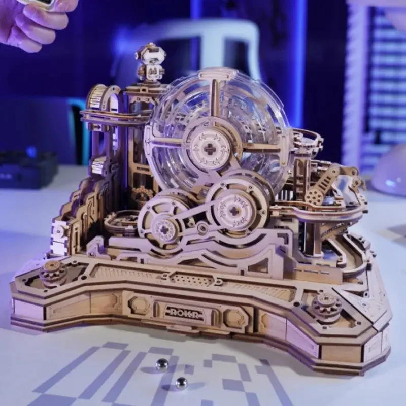 Pinball machine model gear ball challenge 3D wooden puzzle model kit, suitable for men and women as a DIY desktop game gift idea