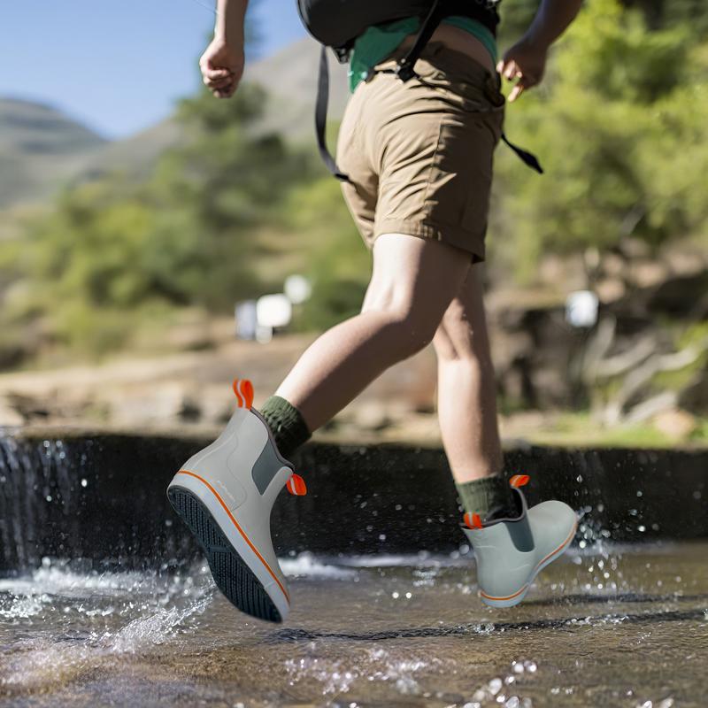 Furuian Men's Deck Boots  Fishing Boots Rain boots work shoes Professional Waterproof&Non-Slip Walking Ankle Booties Slip On Neoprene Rubber Footwear Chelsea Boots Men botas para hombre for Gardening Fishing Boating Camping Sailing Fathersdaygift Boy