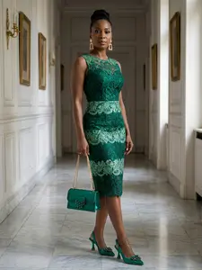 Women's High Heel Shoes & Bags Set, Comfortable Wine Water Drill Design, Fashion Style Pointed Toe Commuter Footwear