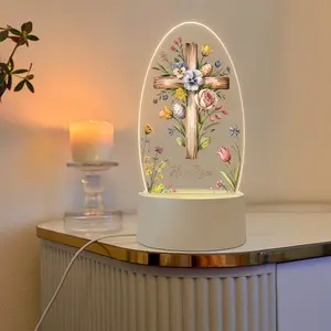 Cross Flower Design Night Light, USB Powered with Button Control Switch, Creative Ambiance Lamp for Desk and Bedroom Decor
