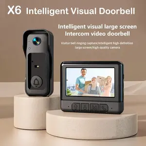 X6 Wireless Smart Visual Doorbell Camera, Modern Home Security Monitor with 4.3" Display, Night Vision, Two-Way Audio, 2.4GHz Wi-Fi, Rechargeable Battery, Safety Intercom for Privacy, Alarm, Sensor, Waterproof, Perfect Gift Choices.