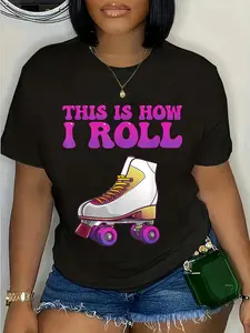 100% Cotton Cool Roller Skating For Men Women Girls Roller Skate Lovers T-Shirt Round Neck Short Sleeve T-Shirt Women's Men Graphic Tee